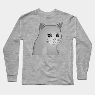 Moody Cat Middle Finger Long Sleeve T-Shirt